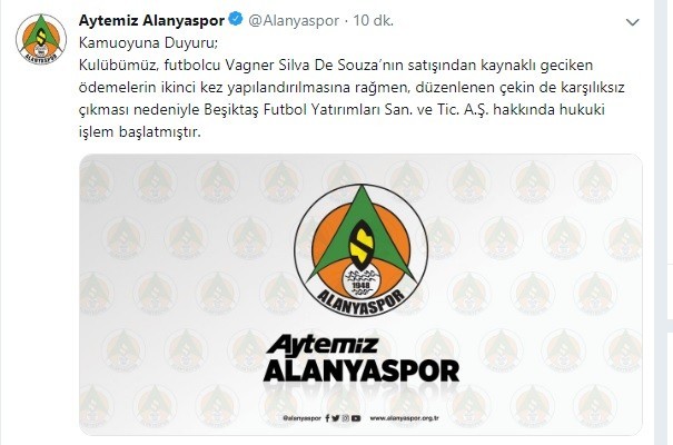 Aytemiz Alanyaspor’dan Beşiktaş’a dava