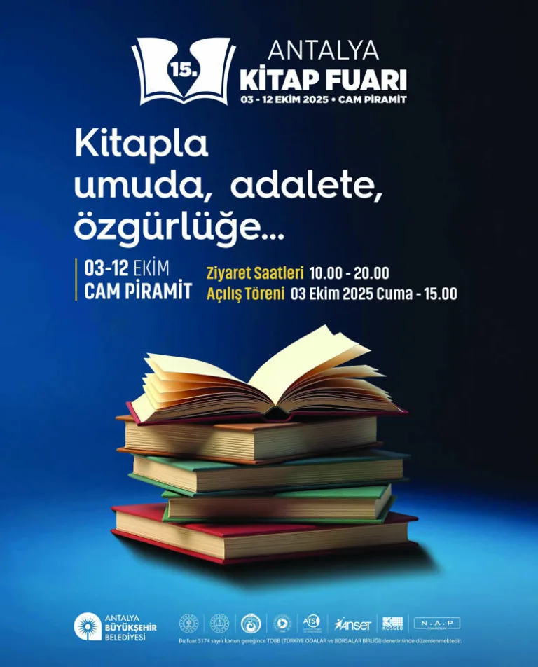 15.Antalya Kitap Fuarı 3 Ekim Cuma Günü başlıyor